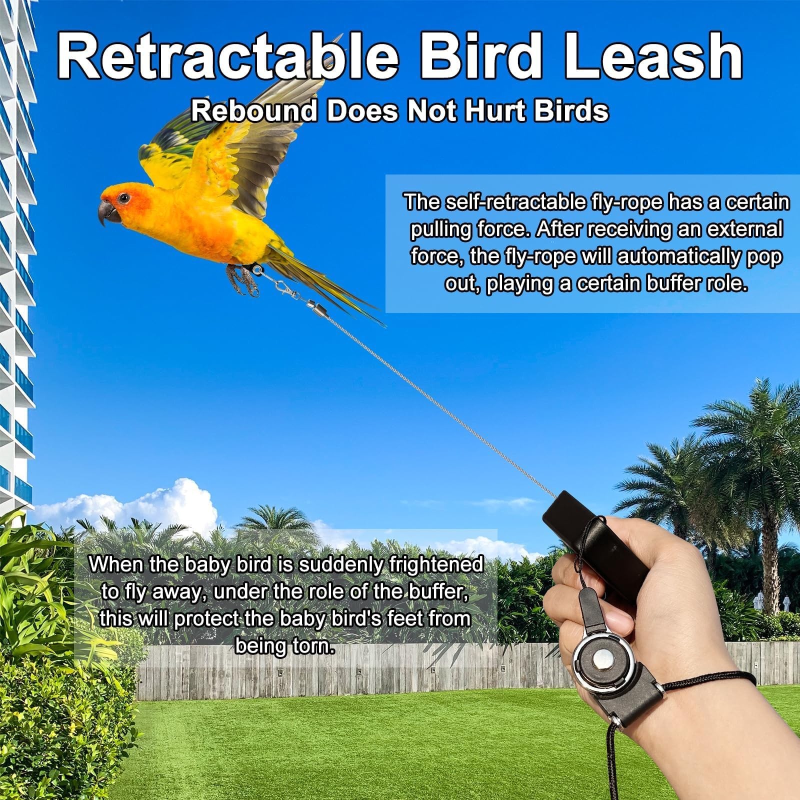 Bird Leash,Bird Harness,Retractable Anti-Bite Parrot Harness,with 3 Different...