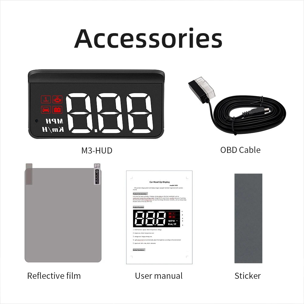 M3 OBD2 HUD Display Car Head-up Display Windshield Projector M1 GPS E-OBD