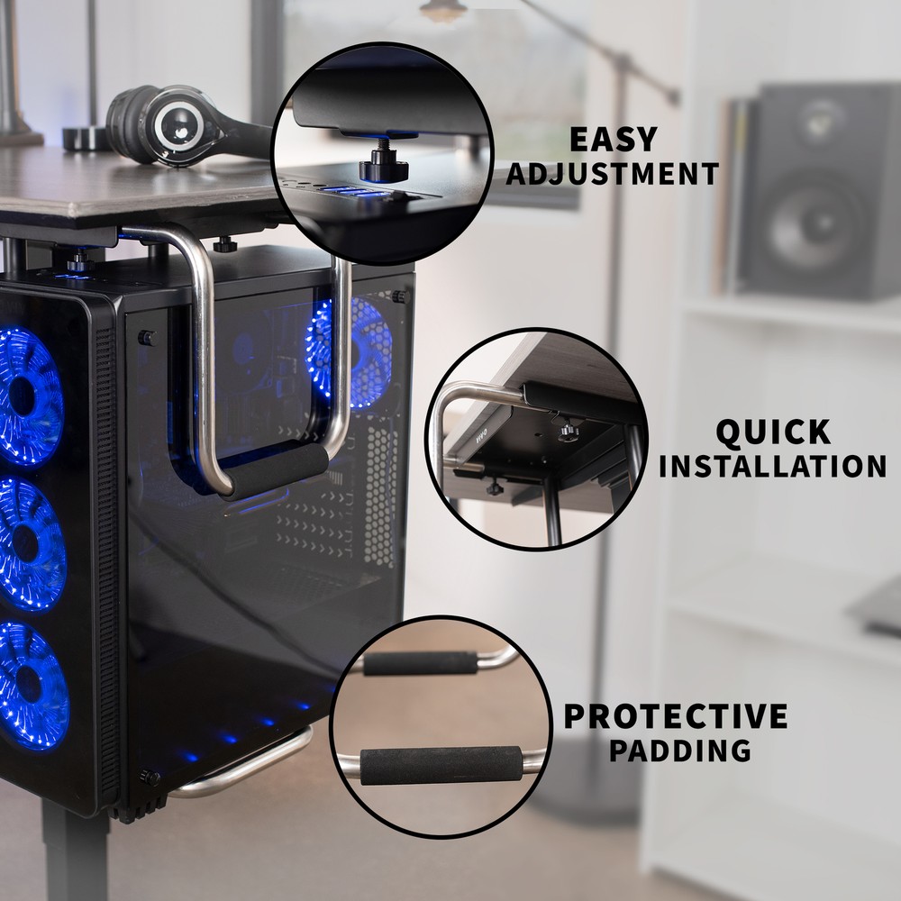 VIVO Heavy Duty Adjustable Under-Desk PC Mount | Computer Case Holder