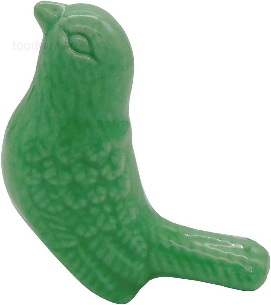 6pcs-Pack Vintage Ceramic Drawer Knobs and Pulls, Birds Art Decor Green