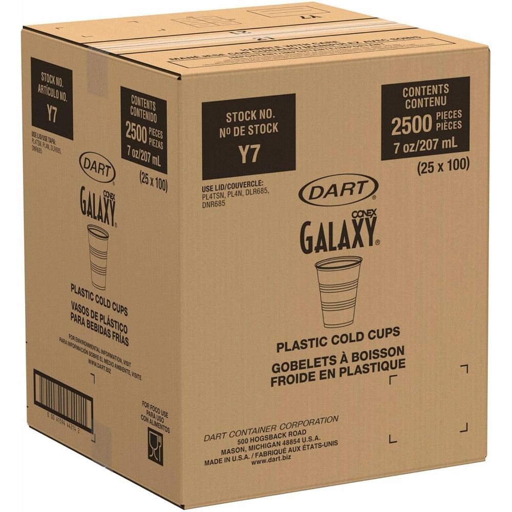 Dart Y7 Conex 7 Oz. Translucent Plastic Cold Cups - 2500 Count Case