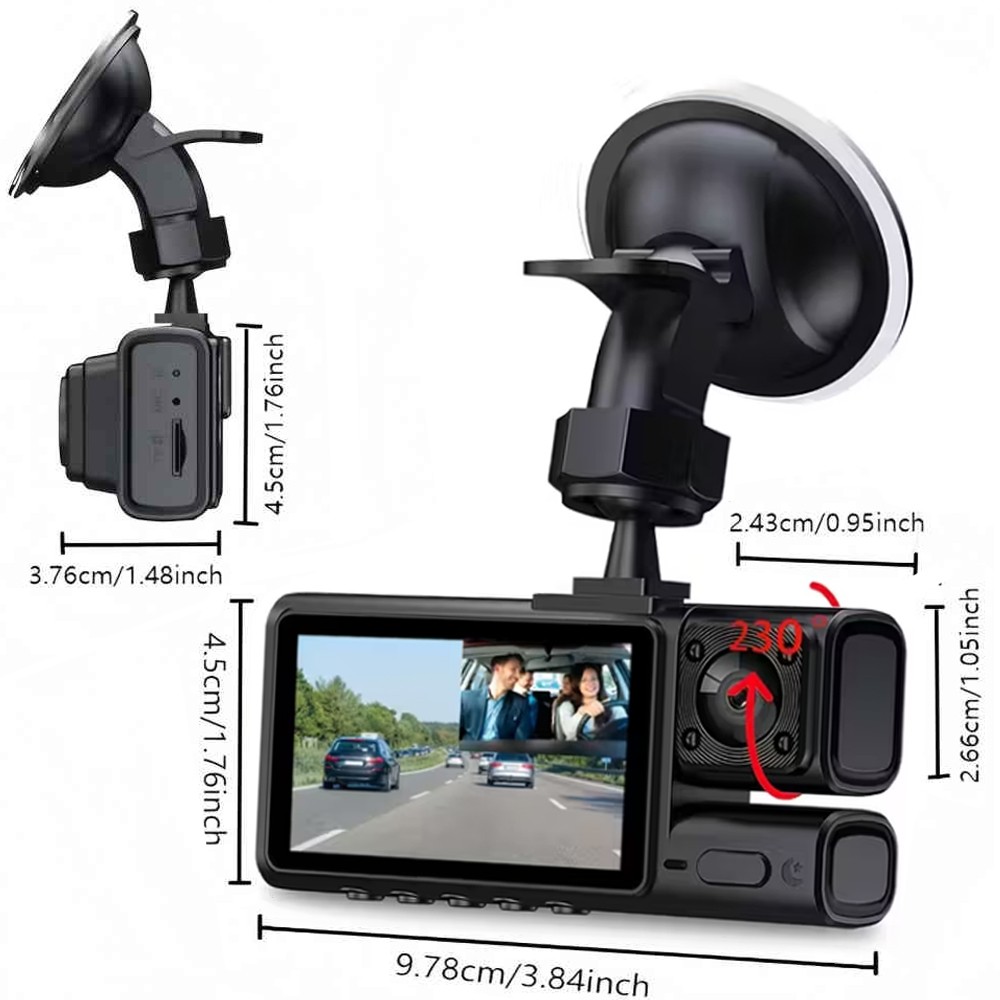 Dashboad Camera Car Camera 3 Channel 1080P Camera Night Vision IPS Screen
