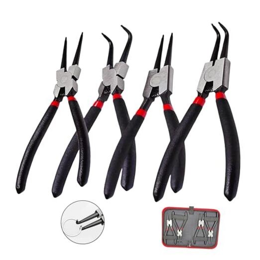 4PC 7" Snap Ring Pliers Set, Internal/External Circlip Pliers Kit with