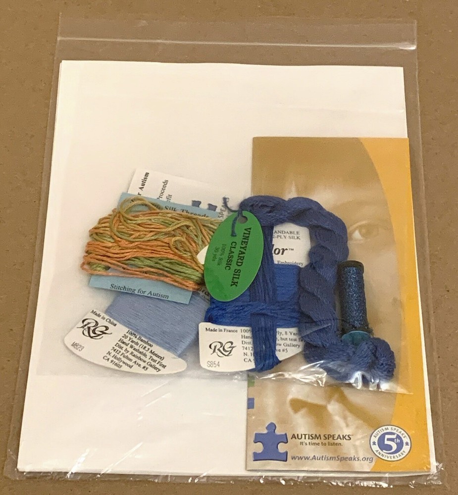 2009 Sue Reed "Stitching for Autism" Needlepoint Pattern w/ Threads & Needles