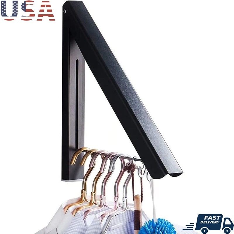 Retractable Wall Mounted Clothes Rack Space Saving Durable Laundry Organizer New