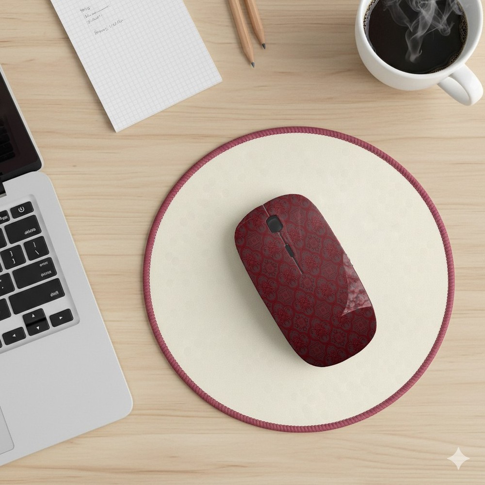 Damask Red Elegant Pattern, Optical Wireless Mouse, Desktop Laptop Mice