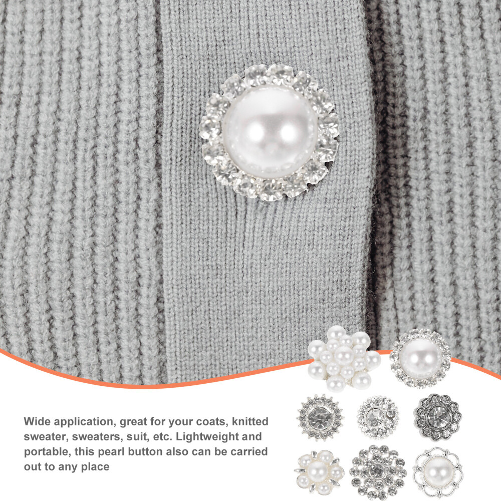 8 Pcs Big Rhinestone Buttons Assorted White Lightweight Portable