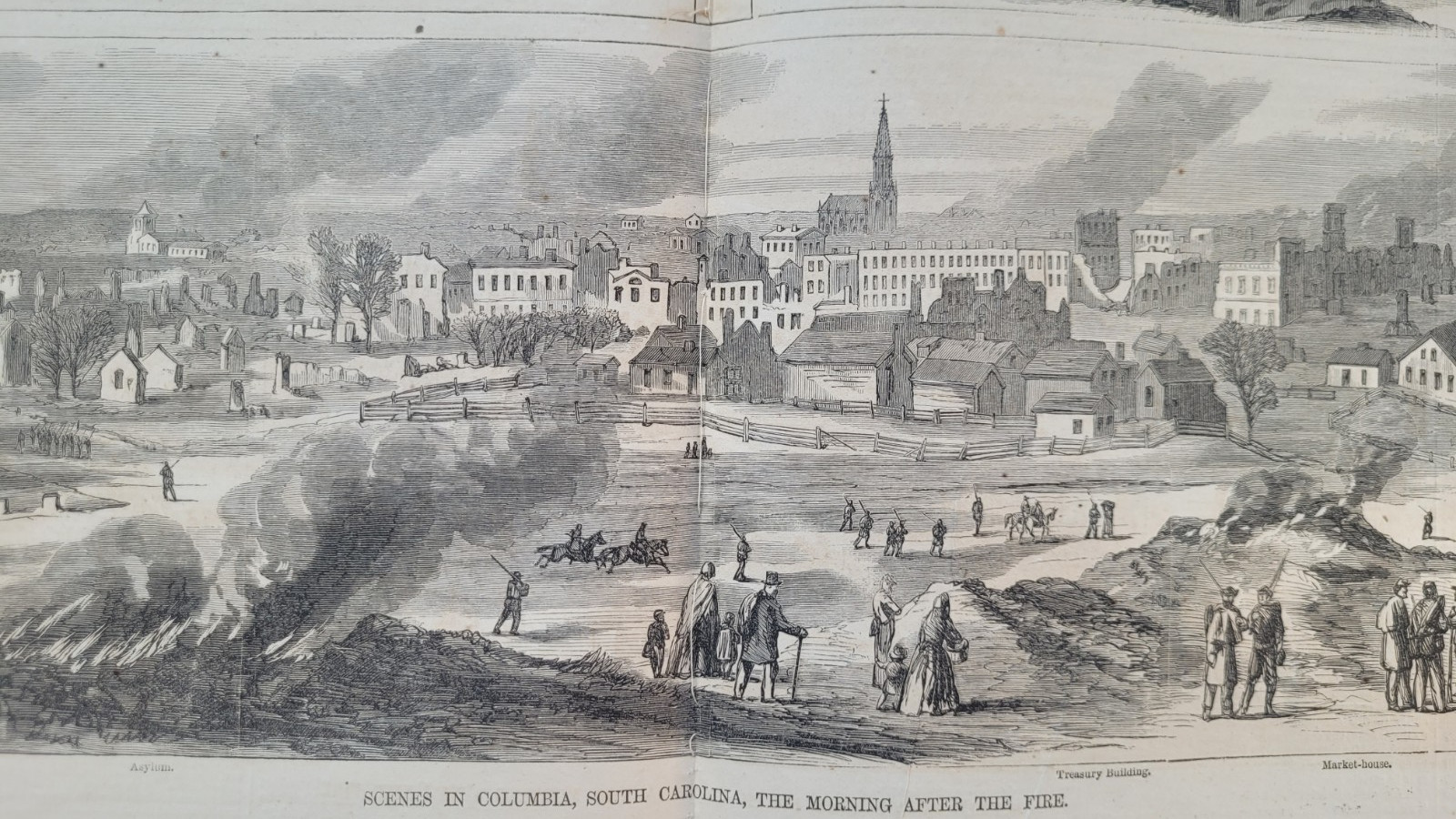 Burning of Columbia South Carolina vintage print 1865 City after the fire