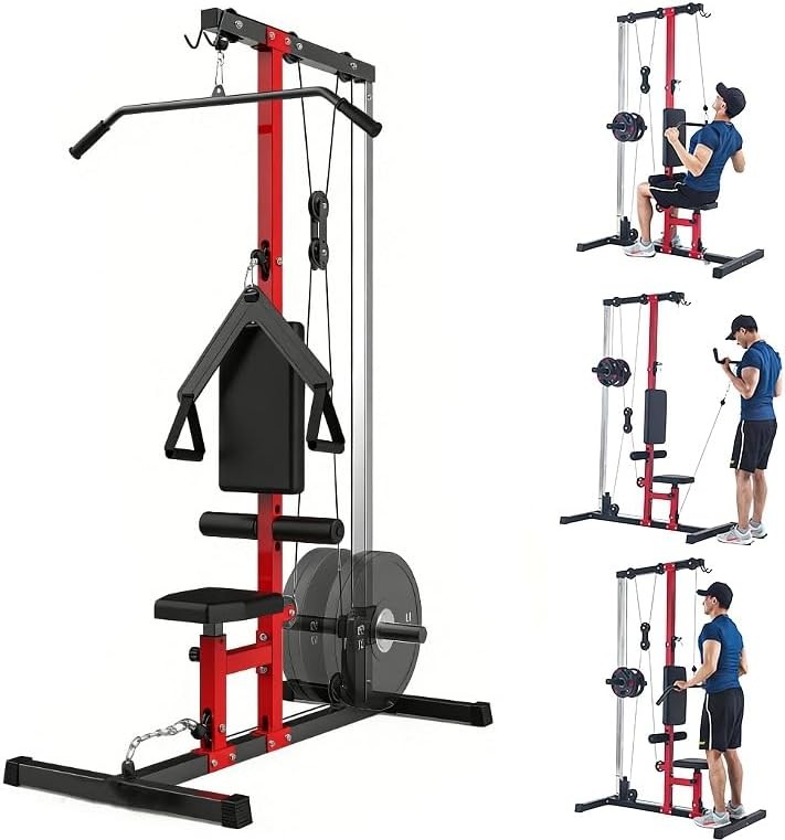 Pull Down & Low Row Cable Machine Home LAT Pulley System for Full Body Workout