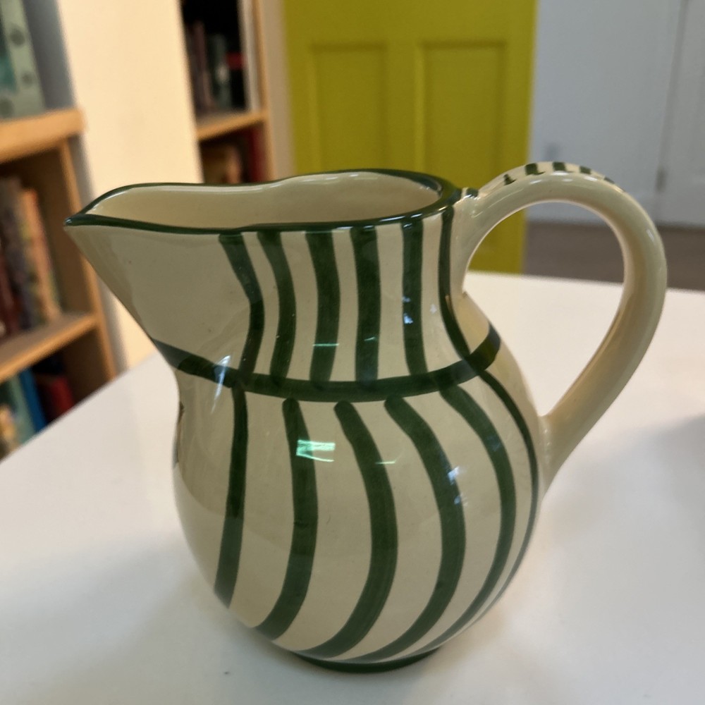 Ceramic Handpainted Floral Pitcher Italy Signed