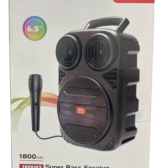 Sing-e ZQS6162 Portable Speaker Black, Microphone, Rechargeable, Cool Lights