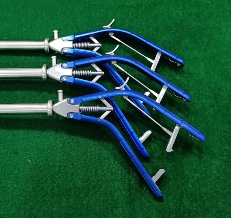 3pc Laparoscopic Tenaculum Forceps 12mmx460mm Double Action Reusable Instruments