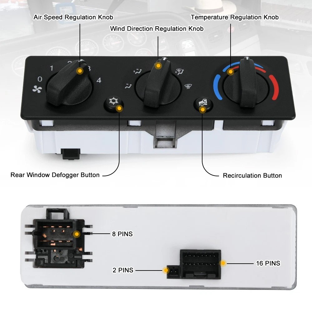 A/C Heater Climate Control Module Panel For Peterbilt 385 386 2008-2015 Q21-6012