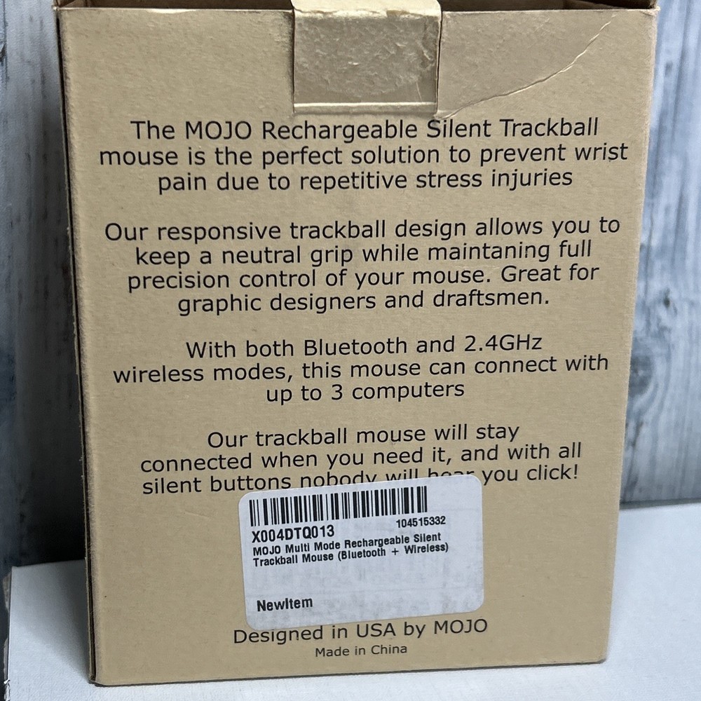 MOJO Dual Mode Bluetooth Wireless Rechargeable Silent Trackball Mouse