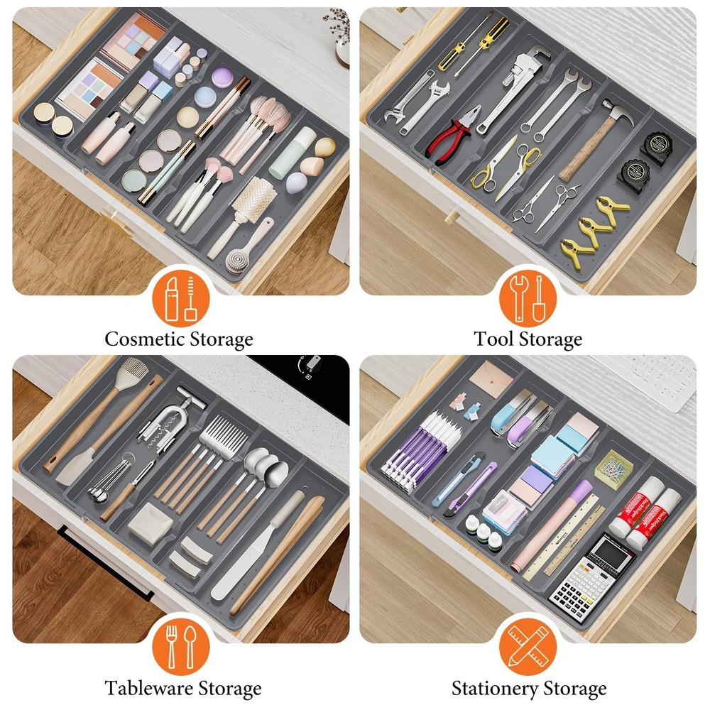 StackHelper Silverware Organizer, Expandable Utensil Drawer Organizer for Kit...