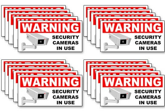 SECURITY CAMERA Stickers - SECURITY CAMERA IN USE - Warning Decals 5" (8x-20x)