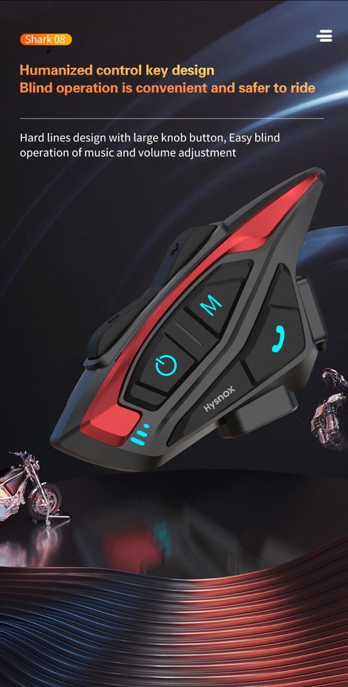 Hysnox Motorcycle Helmet Bluetooth Headset Shark-08