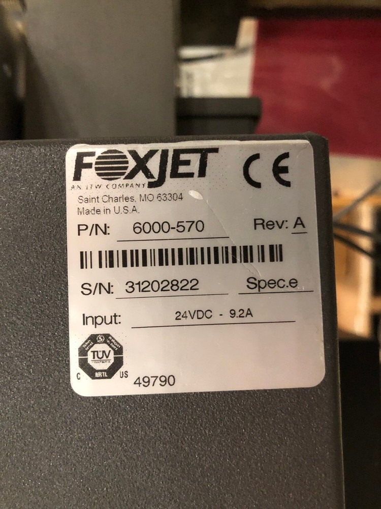 Foxjet 6000-570 Spec.e Horizontal Print and Apply Label Applicator Sato Printer