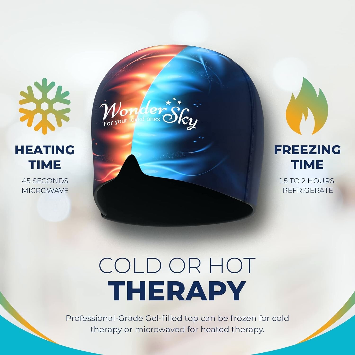 Headache and Migraine Relief Cap Top Coverage Ice Head Wrap Cold Therapy Medium