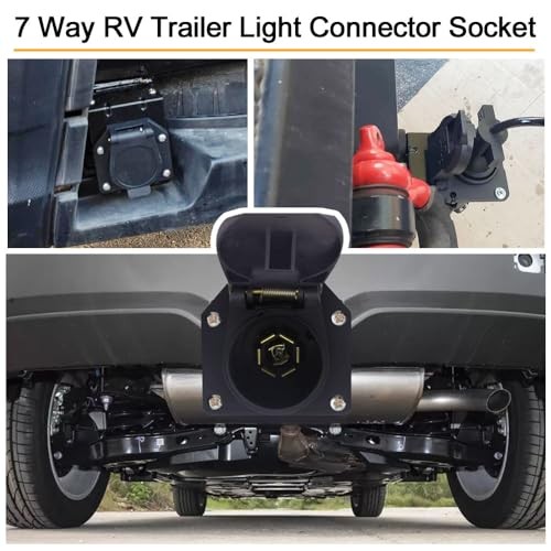 7 Way RV Trailer Light Connector Socket 7 Pin Wire Electrical Trailer Adapter