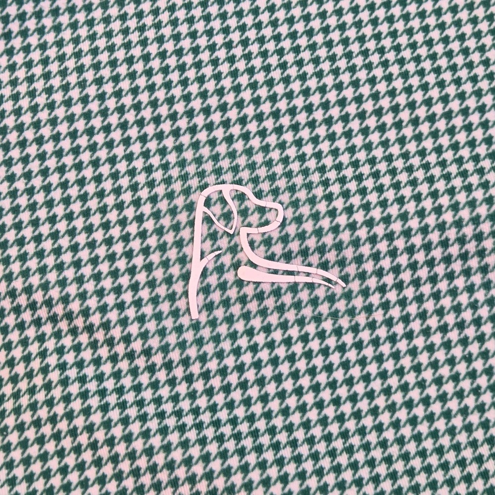 Rhoback Quarter Zip Pullover Mens XL Green White Houndstooth Performance Stretch