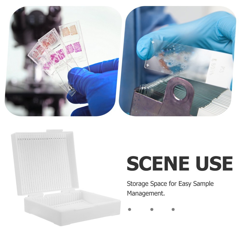 Slides Storage Box: 25-Slot Reusable Laboratory Microscope Slides Container -