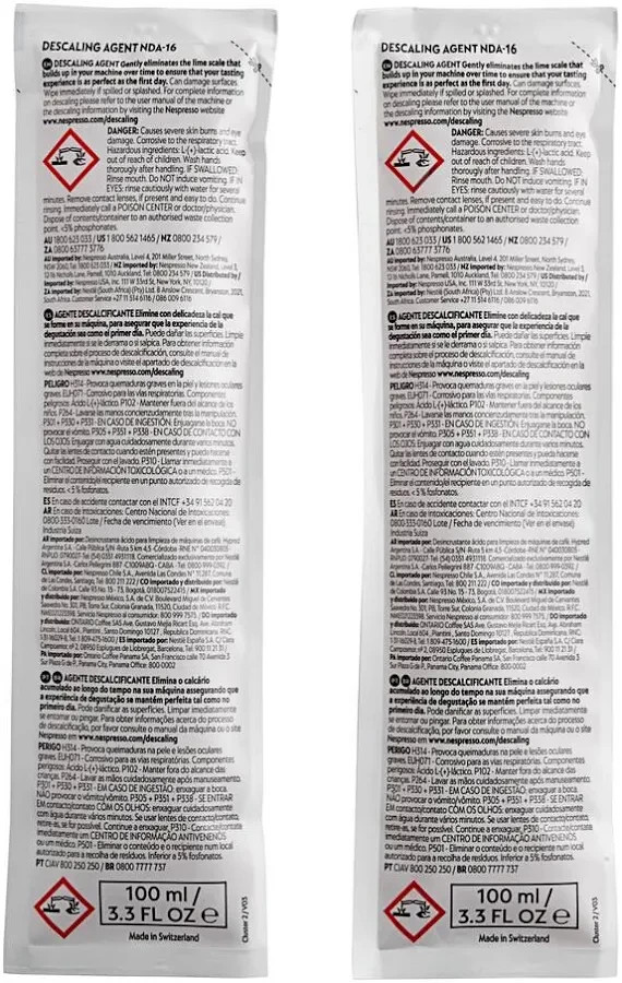 Original Nespresso Descaling Kit Cleaning Solution 2 Pack