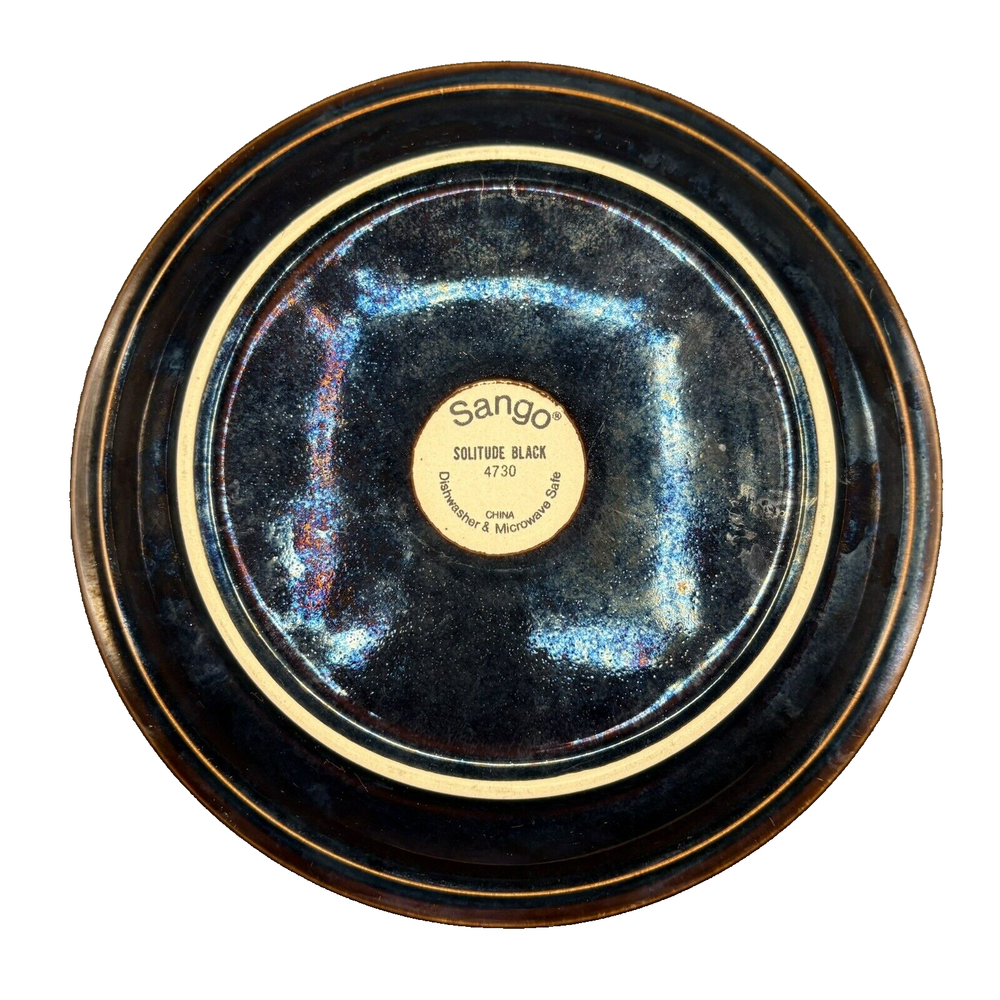 Sango Solitude Black 4 Piece Place Setting- Plates, Bowl, & Cup - #4730 Retired
