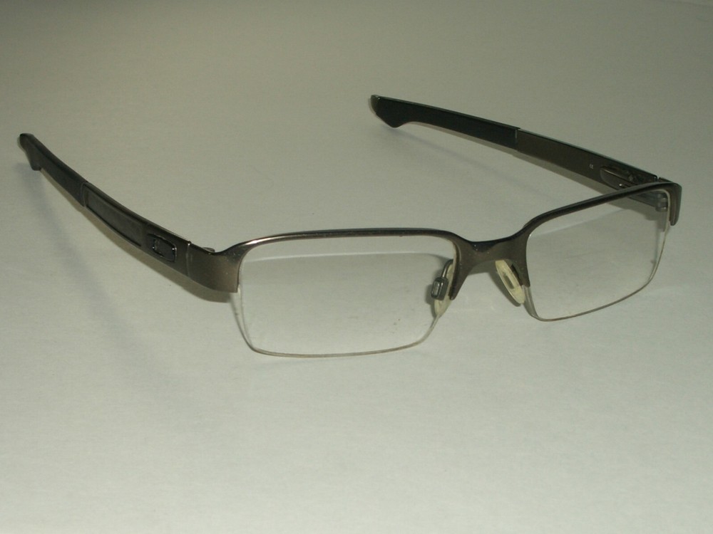 OAKLEY BOOMSTAND 52[]19 PEWTER HALF RIMLESS RECTANGULAR EYEGLASS FRAMES ONLY