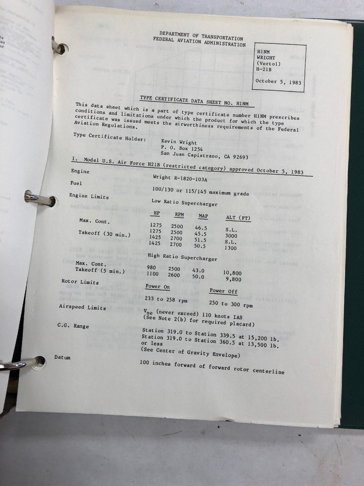 FAA Rotorcraft Gliders /Balloons Type Certificate Data Sheets/Specifications1977