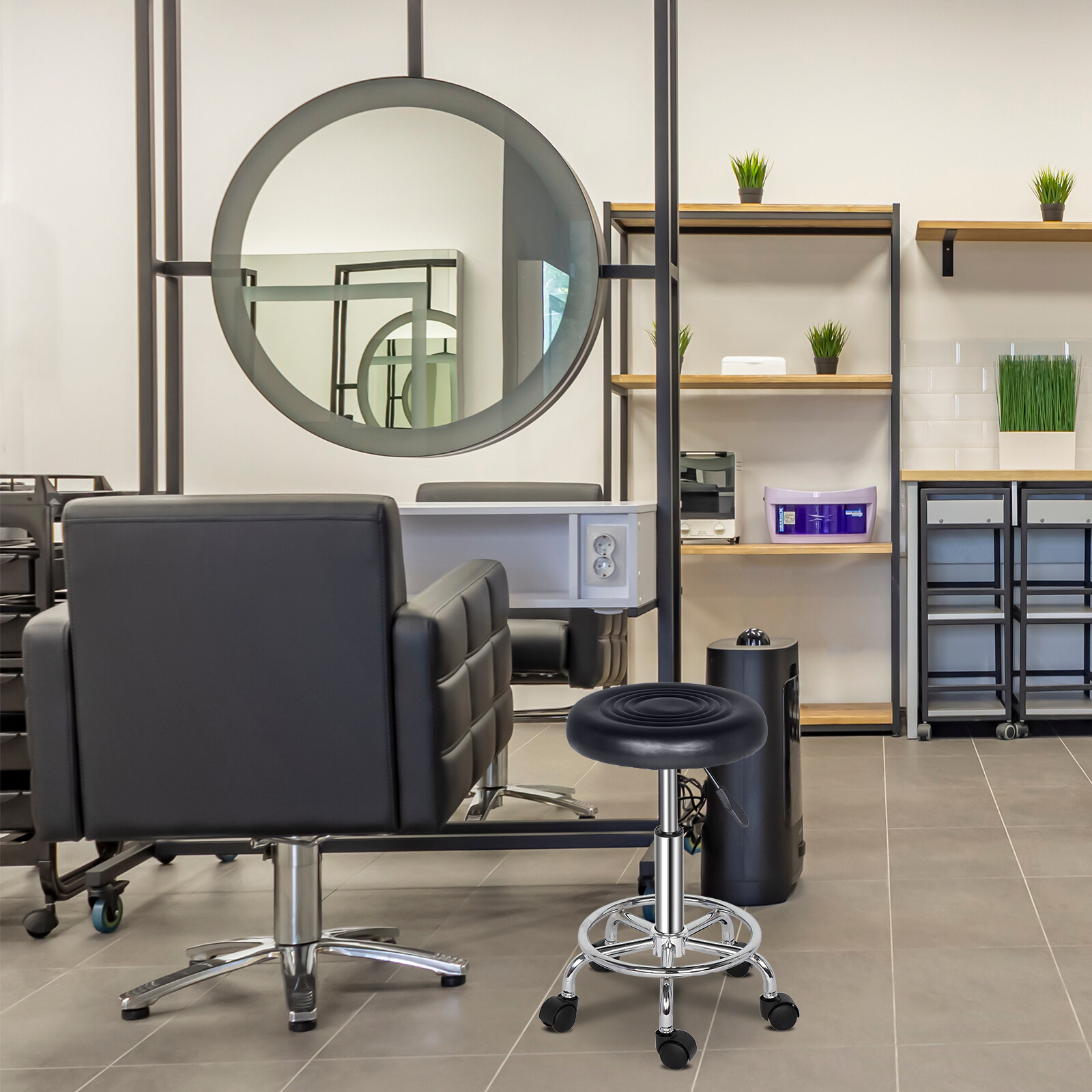 Adjustable Hydraulic Rolling Salon Stool Chair Tattoo Massage with Swivel Wheels