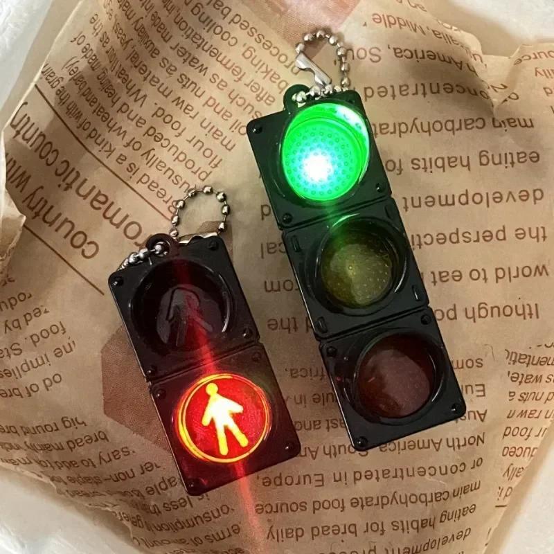 2 PCS LED Traffic Light Keychain With Pedestrian Light, Fun Decorative Keyring