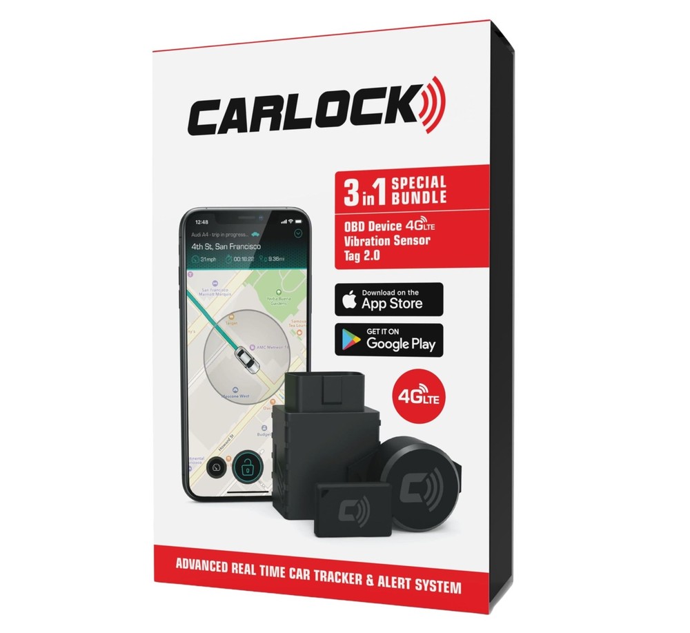 CARLOCK Ultimate Security Bundle 2.0: Real-Time Tracker, Alarm, Bluetooth Vib...