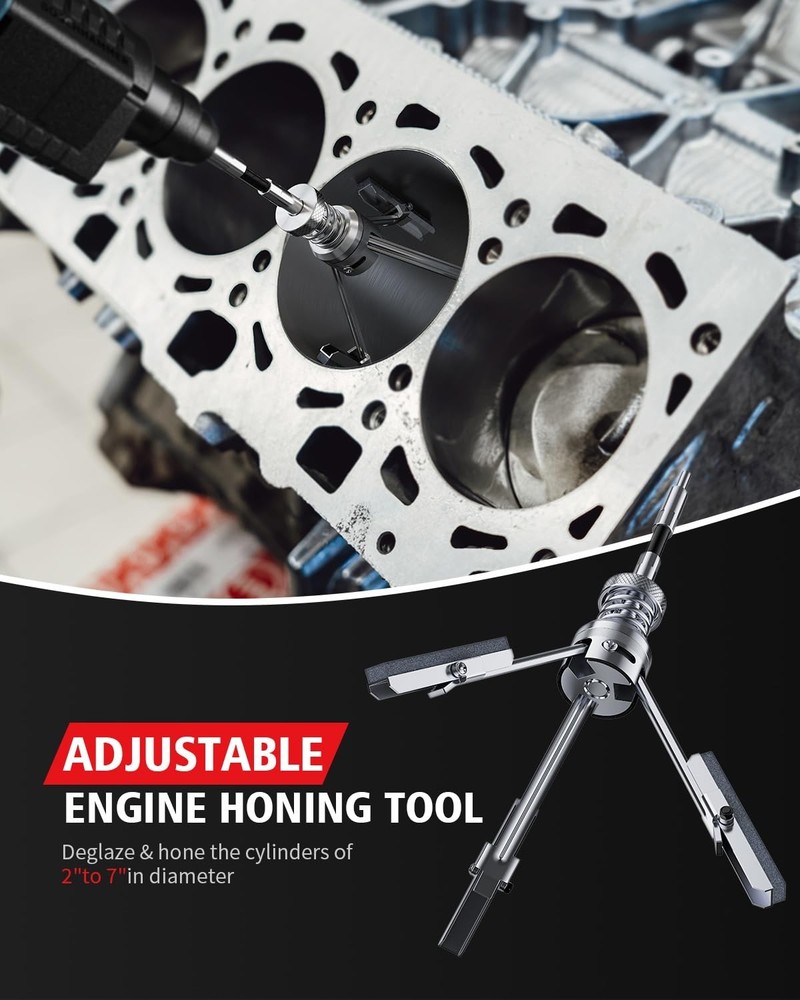 Kolvoii Cylinder Hone Tool Set with Tool Box, Adjustable Engine Cylinder Honi...