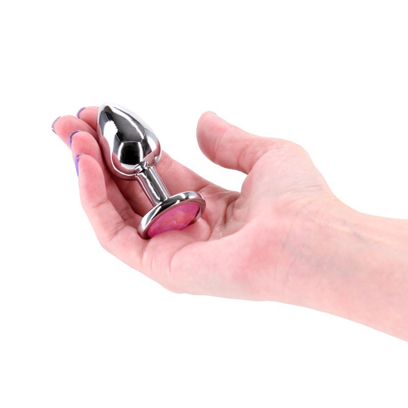 NS Novelties Rear Assets Silver Pink Gem Butt Plug Medium