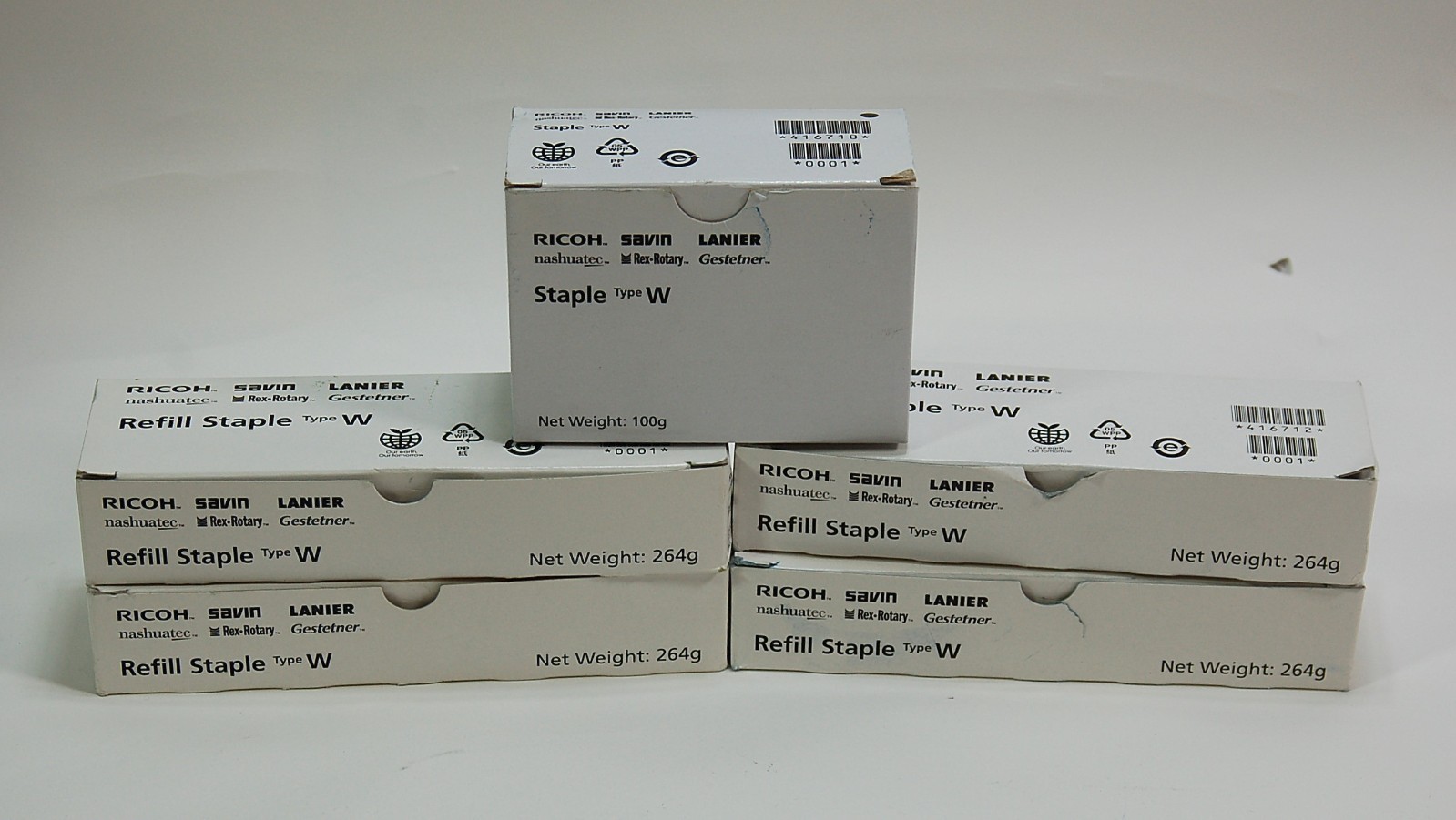 Huge Lot Ricoh Savin Lanier Type W Staples 15 Carts w/ Holder 416710 416712