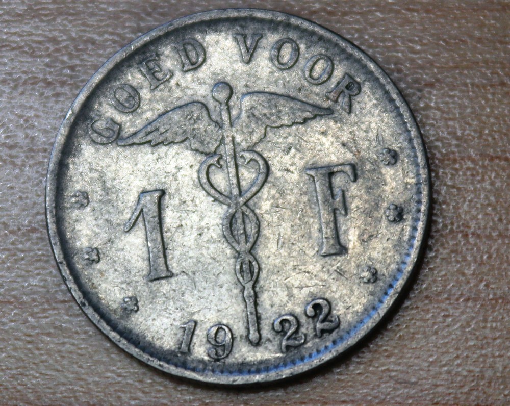 1922 Belgium 1 Franc Dutch text
