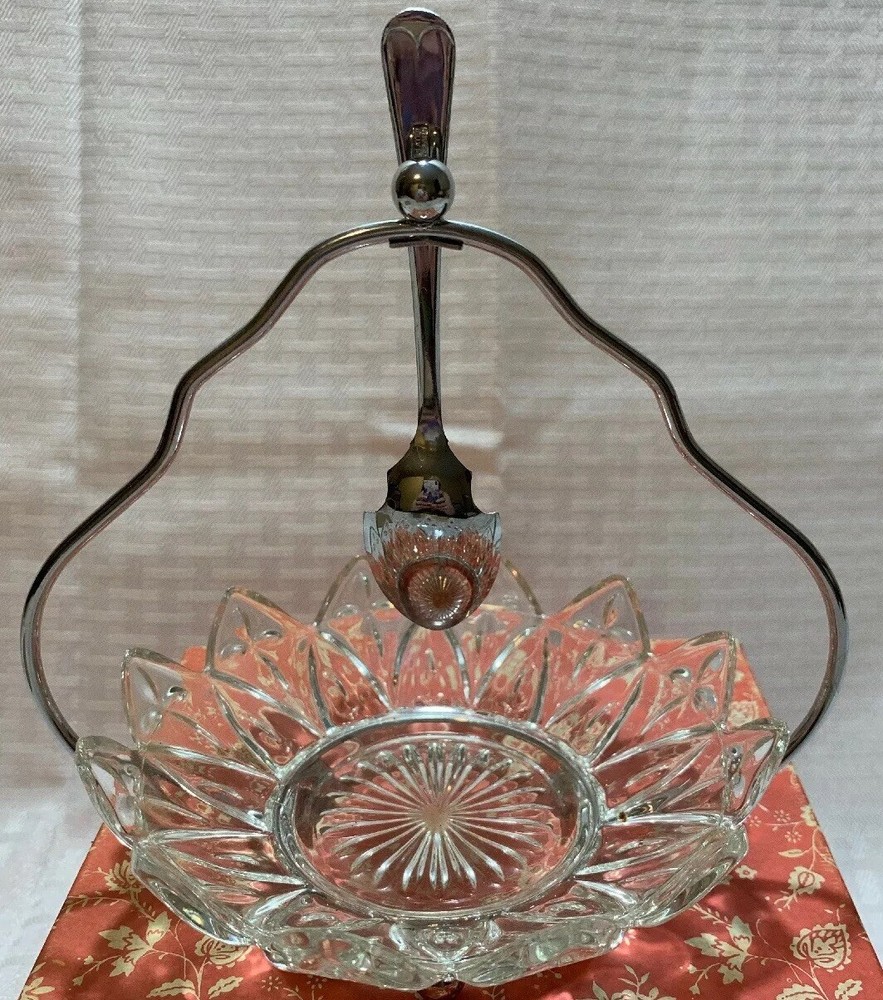 VINTAGE MADE IN ENGLAND - Server. Chrome Plated / Glass