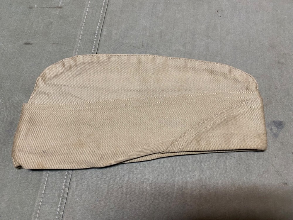 ORIGINAL WWII US ARMY SUMMER KHAKI OVERSEAS GARRISON HAT CAP-MEDIUM SIZE 7