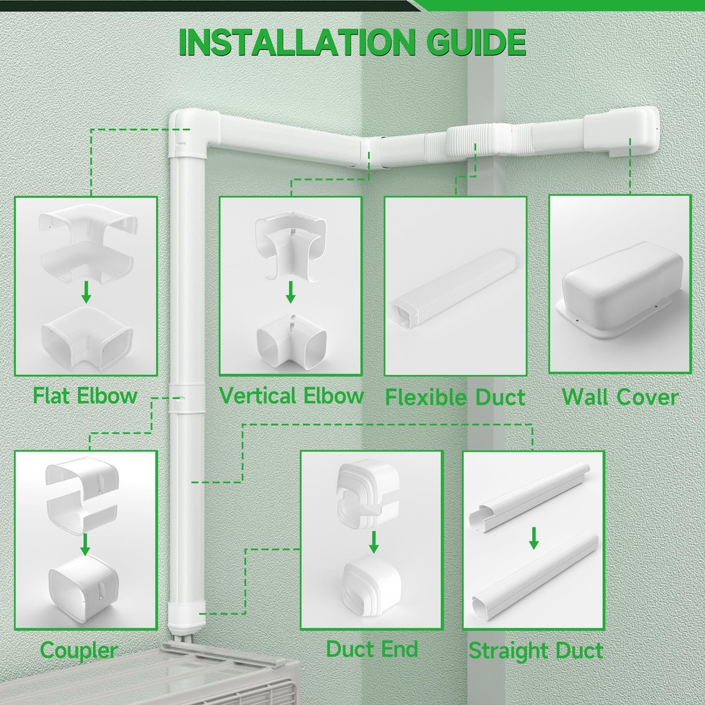 Mini-Split AC Line Set Cover: 4" 26 Ft Line Hide for Mini Split Central AC HV...