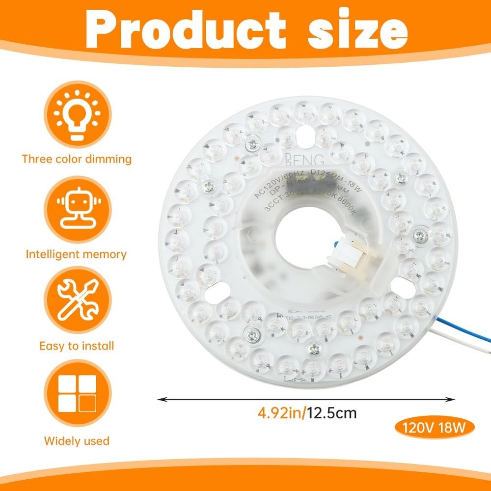 Ceiling Fan LED Light Retrofit Dimmable Panel 4.9 in 18W Module