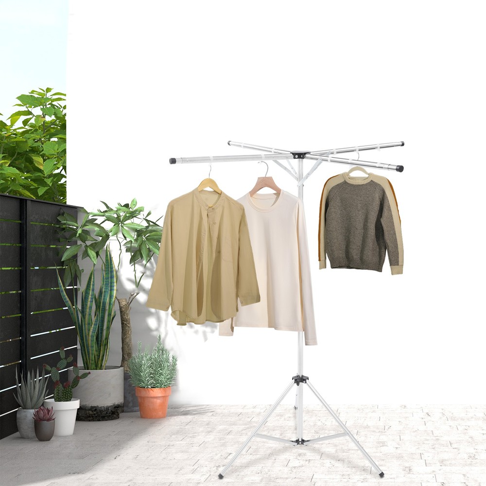 Folding Tripod Clothes Drying Rack, Adjustable Clothes Rack, X-Shaped
