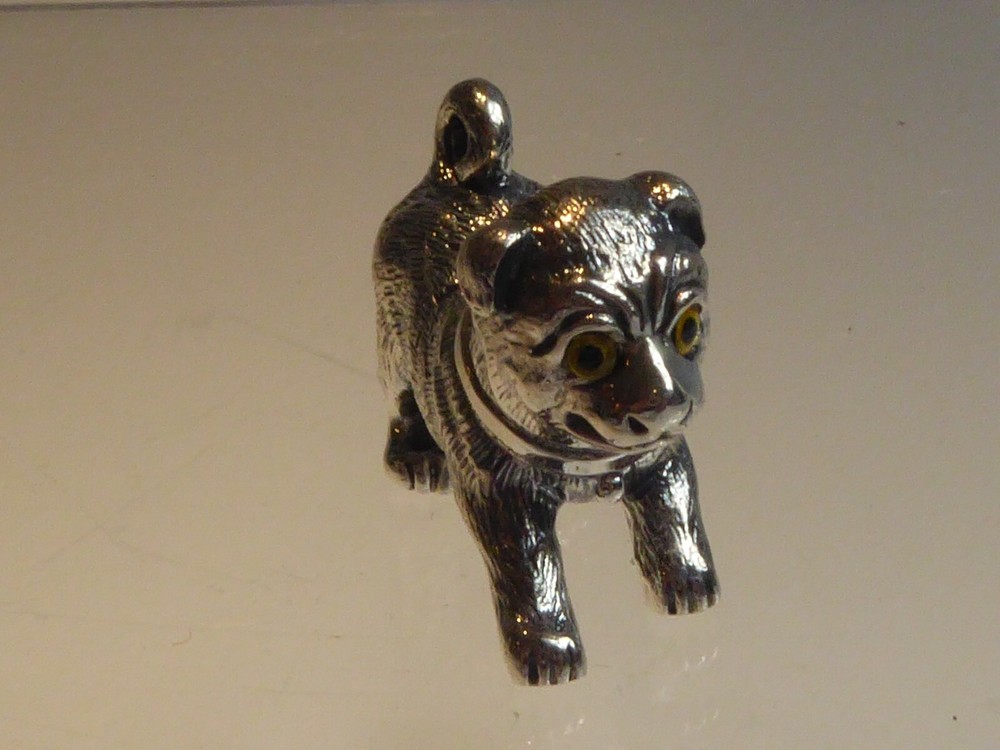 PAIR SOLID SILVER MINIATURE DOGS