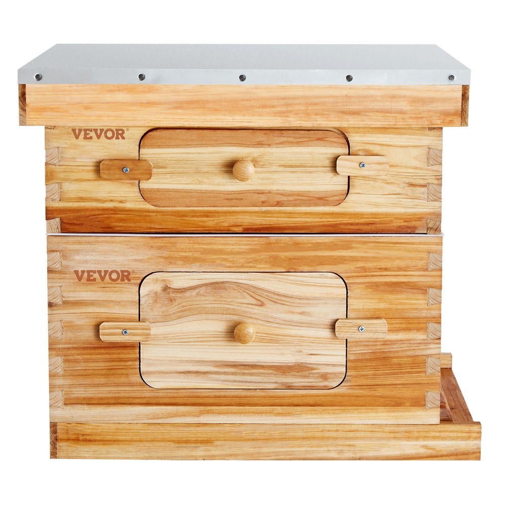 VEVOR Bee Hive Langstroth Kit 10 Deep & 10 Medium Frames with Acrylic Windows