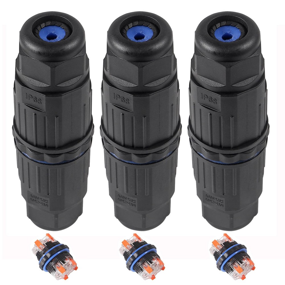 3Pcs Waterproof Cable Connector 3Pin Wire Connector 3 Way Inline Wire Connect...