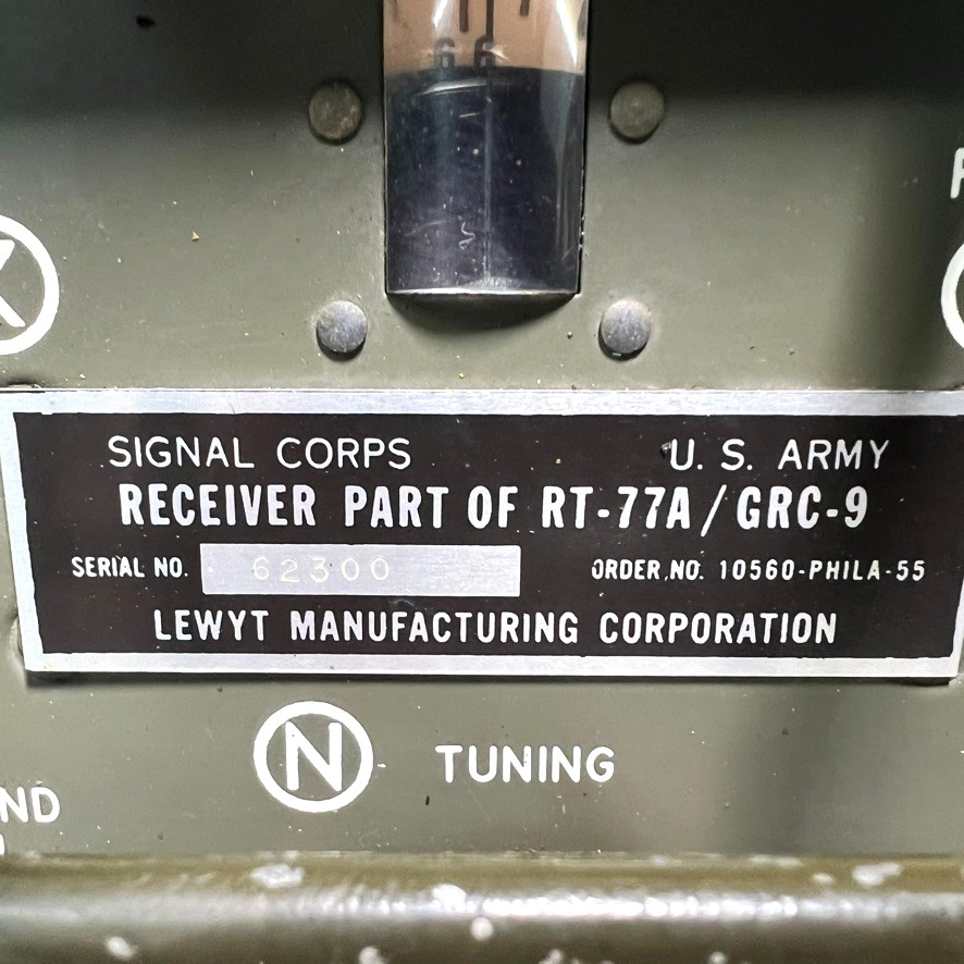 U.S. Army Signal Corps Radio Receiver Part Of RT-77A/GRC-9