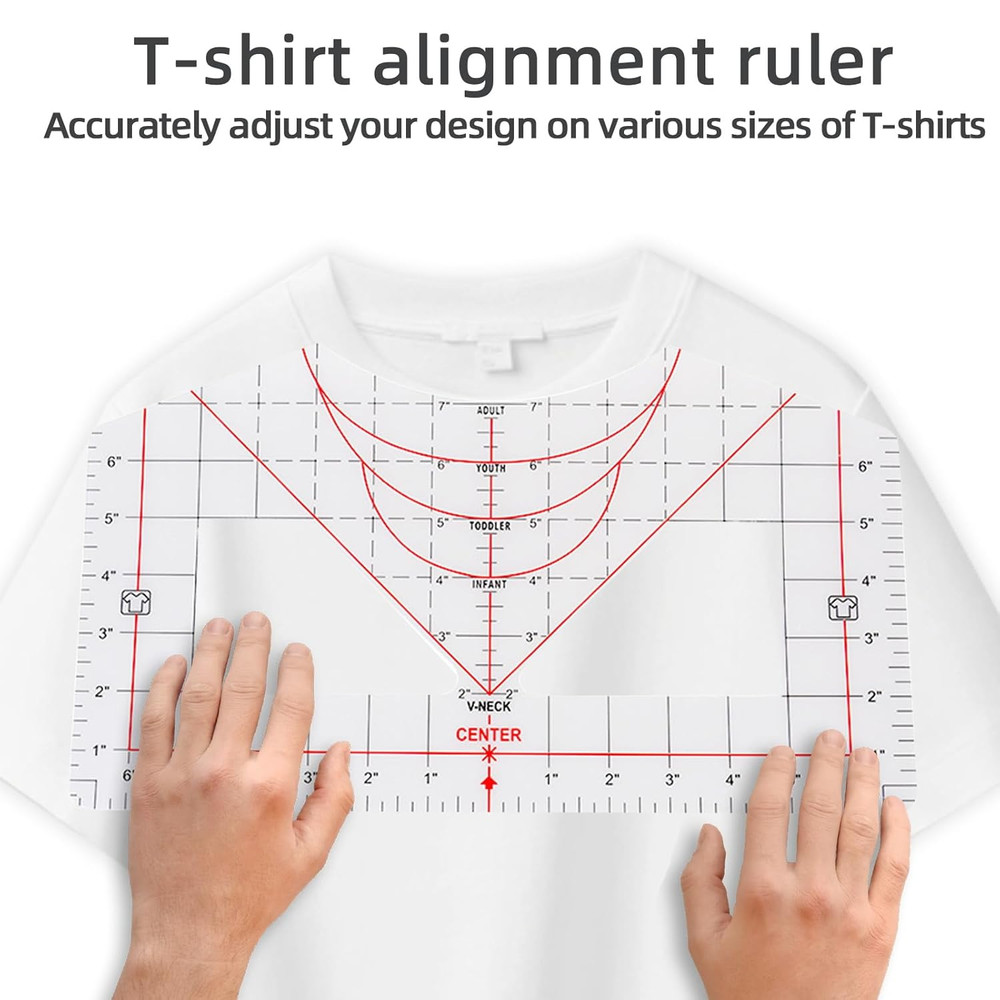 10 Pieces Tshirt Ruler Guide for Vinyl Alignment,Round Ruler for Alignment Measu