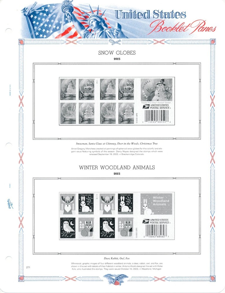 WHITE ACE 2023 US Booklet Panes Stamp Album Supplement BP-44