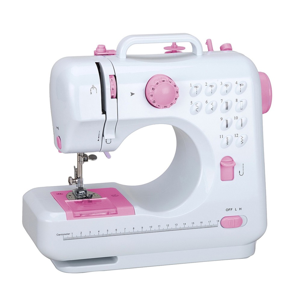 Mini Electric Sewing Machine 12 Stitches Double Thread Portable US Plug Pink