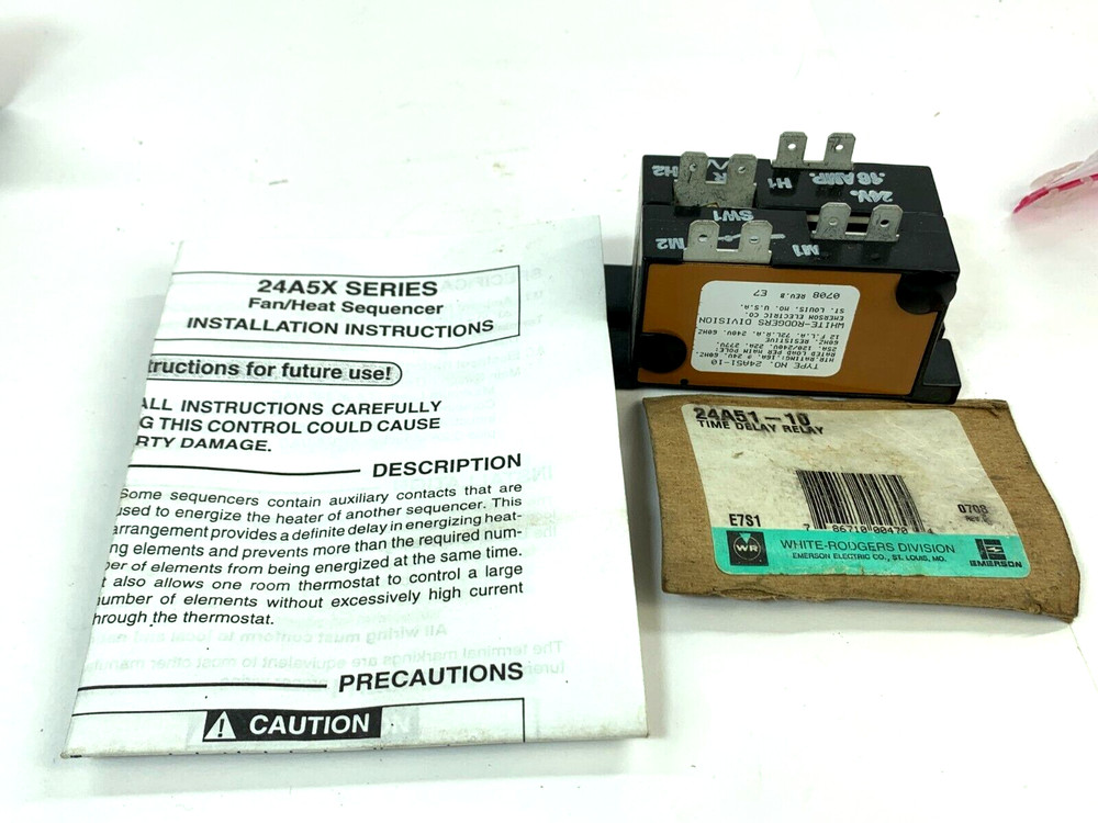 NEW White Rodgers 24a51-10 Time Delay Relay